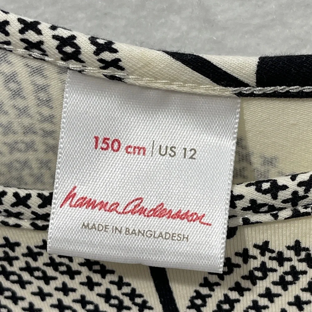 Hanna Andersson Super Twirl Celebration Dress Floral Ecru Black Size 12 Pockets - Picture 7 of 7